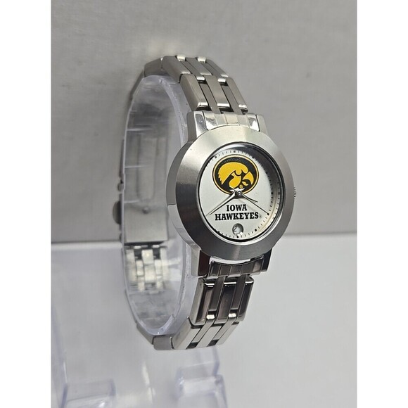 Sun Time Iowa Hawkeyes Stainless Steel Date Quartz Watch New Battery 3ATM Sports - Picture 3 of 10